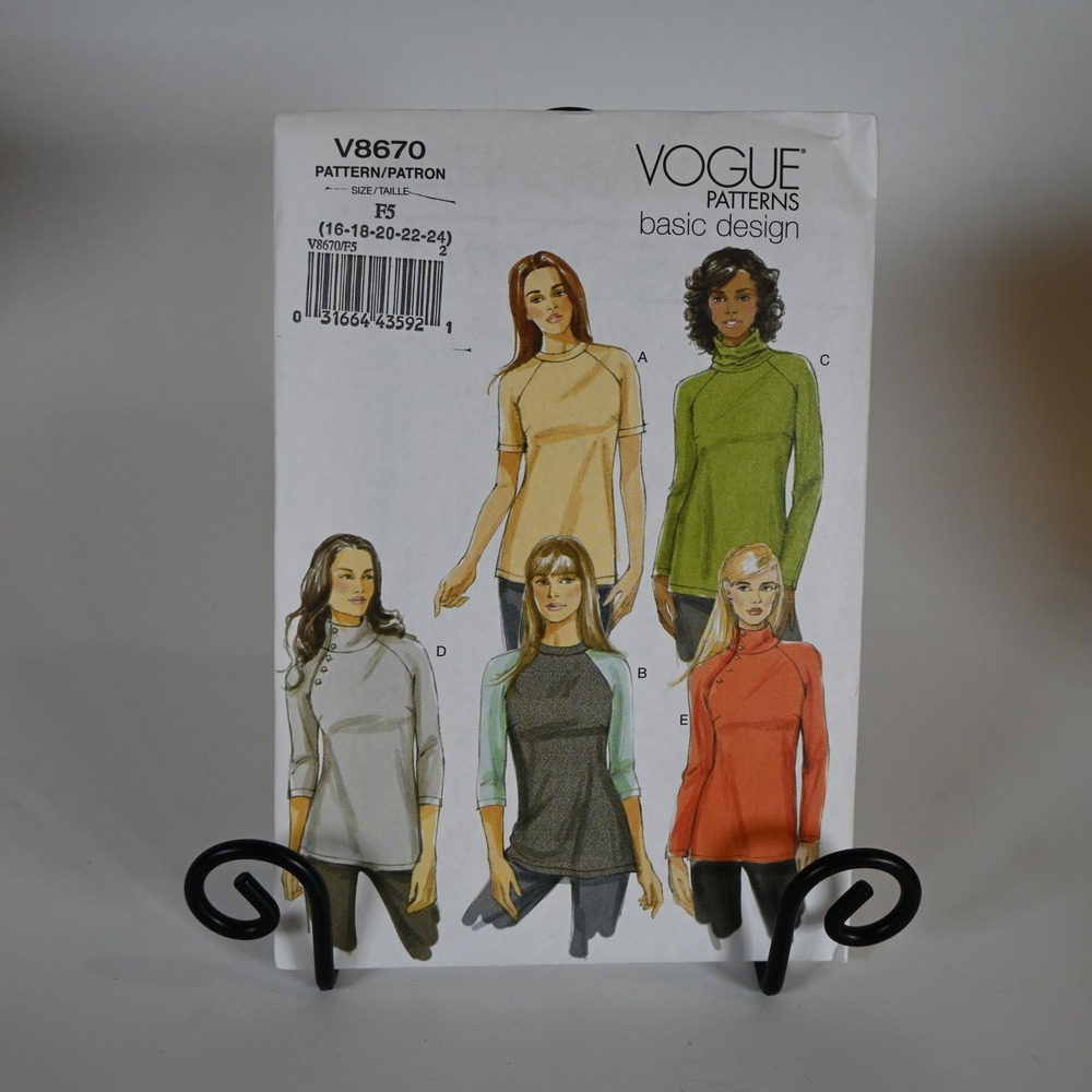 Vogue Patterns Sewing Pattern Misses 16-24 V8670 Uncut Factory Folded
